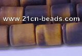 CTB574 15.5 inches 10*13mm triangle matte yellow tiger eye beads