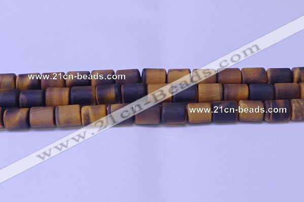 CTB574 15.5 inches 10*13mm triangle matte yellow tiger eye beads