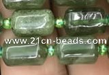 CTB605 15.5 inches 7*11mm tube green strawberry quartz beads wholesale