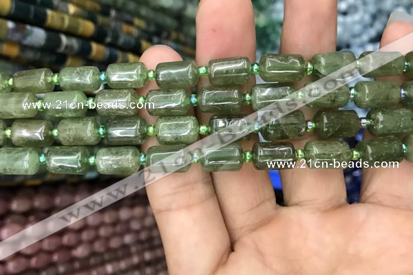 CTB605 15.5 inches 7*11mm tube green strawberry quartz beads wholesale