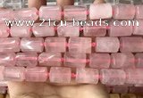 CTB616 15.5 inches 11*16mm - 12*18mm faceted tube rose quartz beads