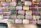 CTB622 15.5 inches 11*16mm - 12*18mm faceted tube mixed quartz beads