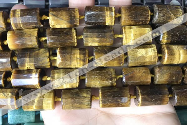 CTB657 15.5 inches 12*16mm faceted tube yellow tiger eye beads