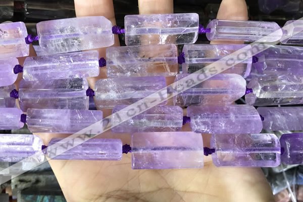 CTB670 14*27mm - 15*28mm faceted flat tube light amethyst beads