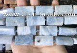 CTB673 14*27mm - 15*28mm faceted flat tube aquamarine beads