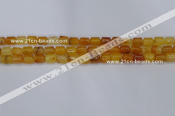 CTB702 15.5 inches 6*8mm tube yellow jade beads wholesale