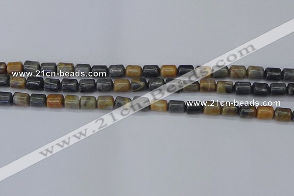 CTB712 15.5 inches 6*8mm tube black picasso jasper beads wholesale