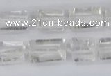 CTB730 15.5 inches 6*10mm - 8*12mm faceted tube white crystal beads