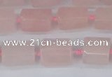 CTB731 15.5 inches 6*10mm - 8*12mm faceted tube rose quartz beads