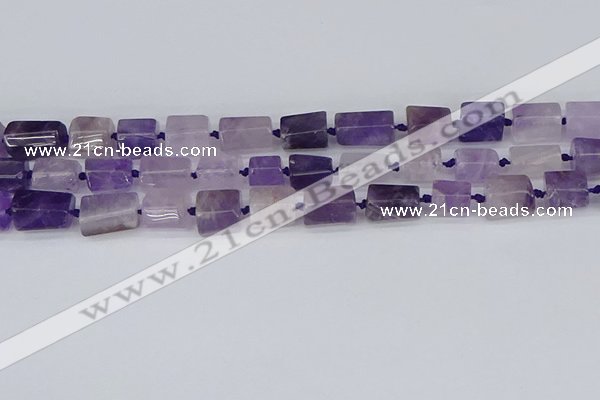 CTB732 15.5 inches 6*10mm - 8*12mm faceted tube amethyst beads