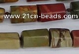 CTB738 15.5 inches 6*10mm - 8*12mm faceted tube picasso jasper beads