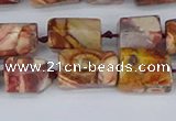 CTB741 15.5 inches 6*10mm - 8*12mm faceted tube birdeye rhyolite beads