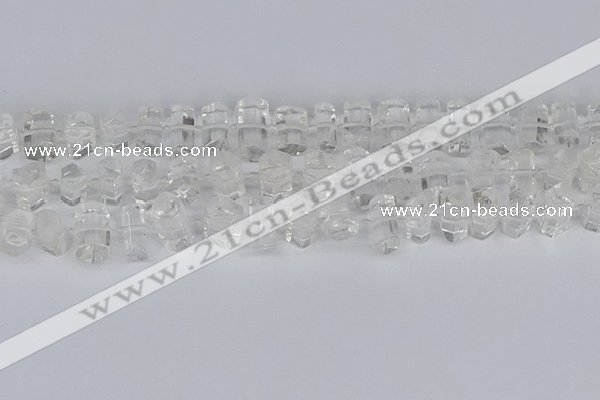 CTB750 15.5 inches 6*10mm - 8*12mm faceted tube white crystal beads