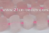 CTB751 15.5 inches 6*10mm - 8*12mm faceted tube rose quartz beads