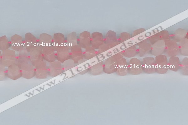 CTB751 15.5 inches 6*10mm - 8*12mm faceted tube rose quartz beads