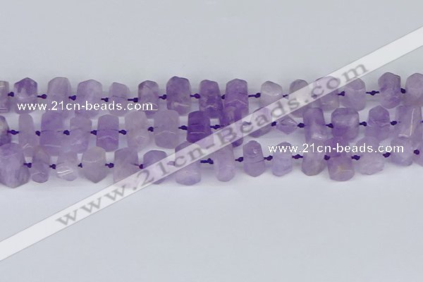 CTB752 15.5 inches 6*10mm - 8*12mm faceted tube lavender amethyst beads