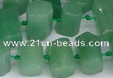 CTB756 15.5 inches 6*10mm - 8*12mm faceted tube green aventurine beads