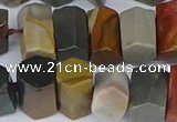 CTB762 6*10mm - 8*12mm faceted tube polychrome jasper beads