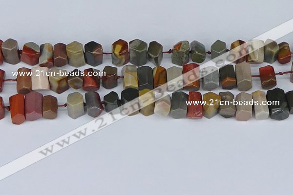 CTB762 6*10mm - 8*12mm faceted tube polychrome jasper beads