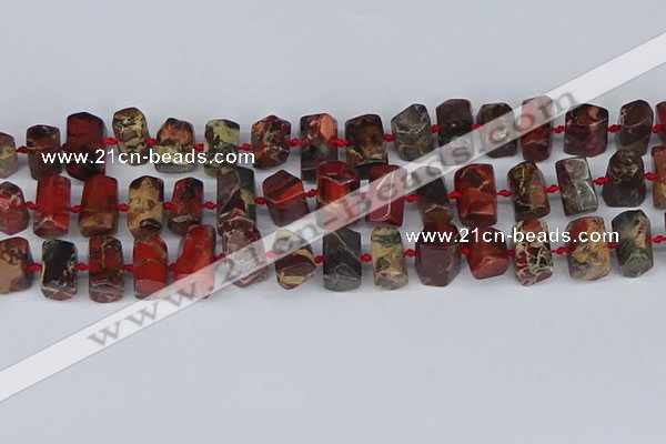 CTB763 15.5 inches 6*10mm - 8*12mm faceted tube poppy jasper beads