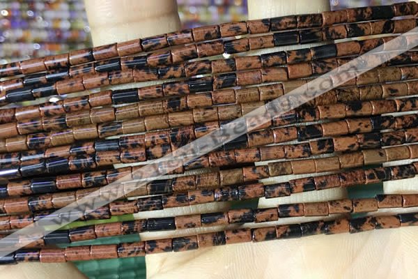 CTB817 15.5 inches 2*4mm tube mahogany obsidian beads wholesale