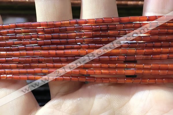 CTB820 15.5 inches 2*4mm tube red agate beads wholesale