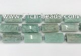 CTB852 13*25mm - 15*28mm faceted flat tube amazonite beads