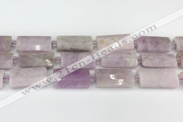 CTB854 13*25mm - 15*28mm faceted flat tube kunzite beads