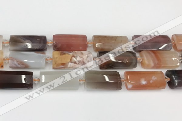 CTB856 13*25mm - 15*28mm faceted flat tube agate beads