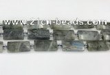 CTB857 13*25mm - 15*28mm faceted flat tube labradorite beads