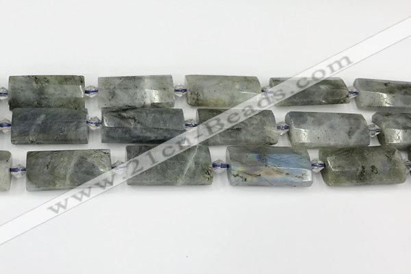 CTB857 13*25mm - 15*28mm faceted flat tube labradorite beads