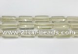 CTB858 13*25mm - 15*28mm faceted flat tube lemon quartz beads