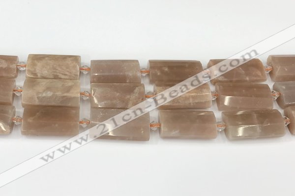 CTB861 13*25mm - 15*28mm faceted flat tube moonstone beads