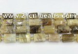 CTB871 13*25mm - 14*19mm faceted tube yellow opal beads