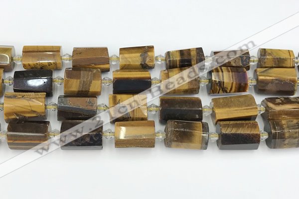 CTB874 13*25mm - 14*19mm faceted tube yellow tiger eye beads