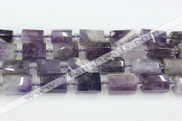 CTB877 13*25mm - 14*19mm faceted tube amethyst beads