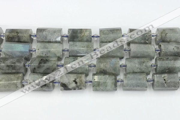 CTB878 13*25mm - 14*19mm faceted tube labradorite beads