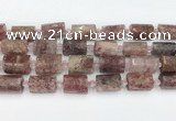 CTB879 13*25mm - 14*19mm faceted tube strawberry quartz beads