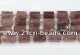 CTB880 13*25mm - 14*19mm faceted tube strawberry quartz beads