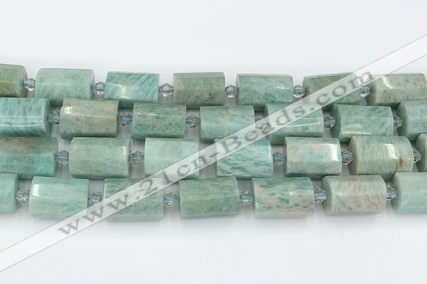 CTB882 13*25mm - 14*19mm faceted tube amazonite beads