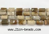 CTB890 15.5 inches 13*25mm - 14*19mm faceted tube fossil coral beads