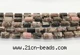 CTB895 15.5 inches 10*14mm faceted tube rhodonite gemstone beads