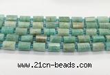 CTB898 15.5 inches 10*14mm faceted tube amazonite gemstone beads