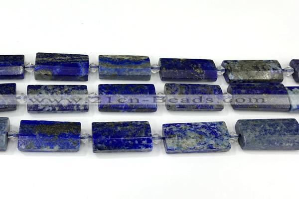 CTB935 13*25mm - 15*28mm faceted flat tube lapis lazuli beads