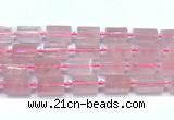 CTB943 15 inches 13*25mm - 14*19mm faceted tube rose quartz beads