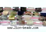 CTB949 15 inches 13*25mm - 14*19mm faceted tube mixed gemstone beads