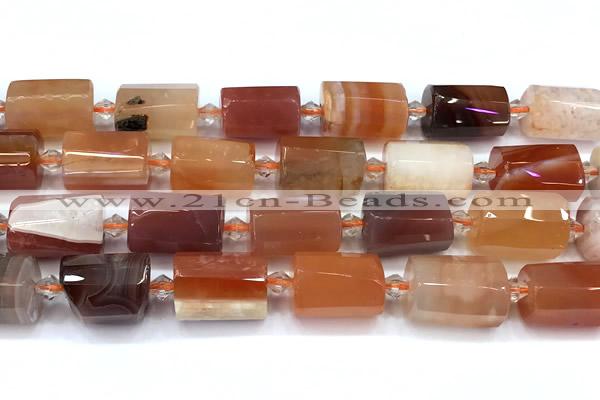 CTB950 15 inches 13*25mm - 14*19mm faceted tube agate beads