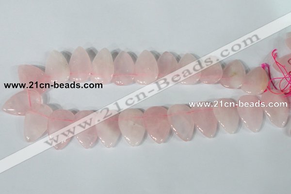 CTD01 Top drilled 22*30mm flat teardrop rose quartz beads