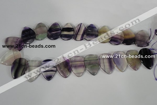 CTD06 Top drilled 22*30mm flat teardrop fluorite gemstone beads