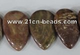 CTD09 Top drilled 22*30mm flat teardrop jasper gemstone beads